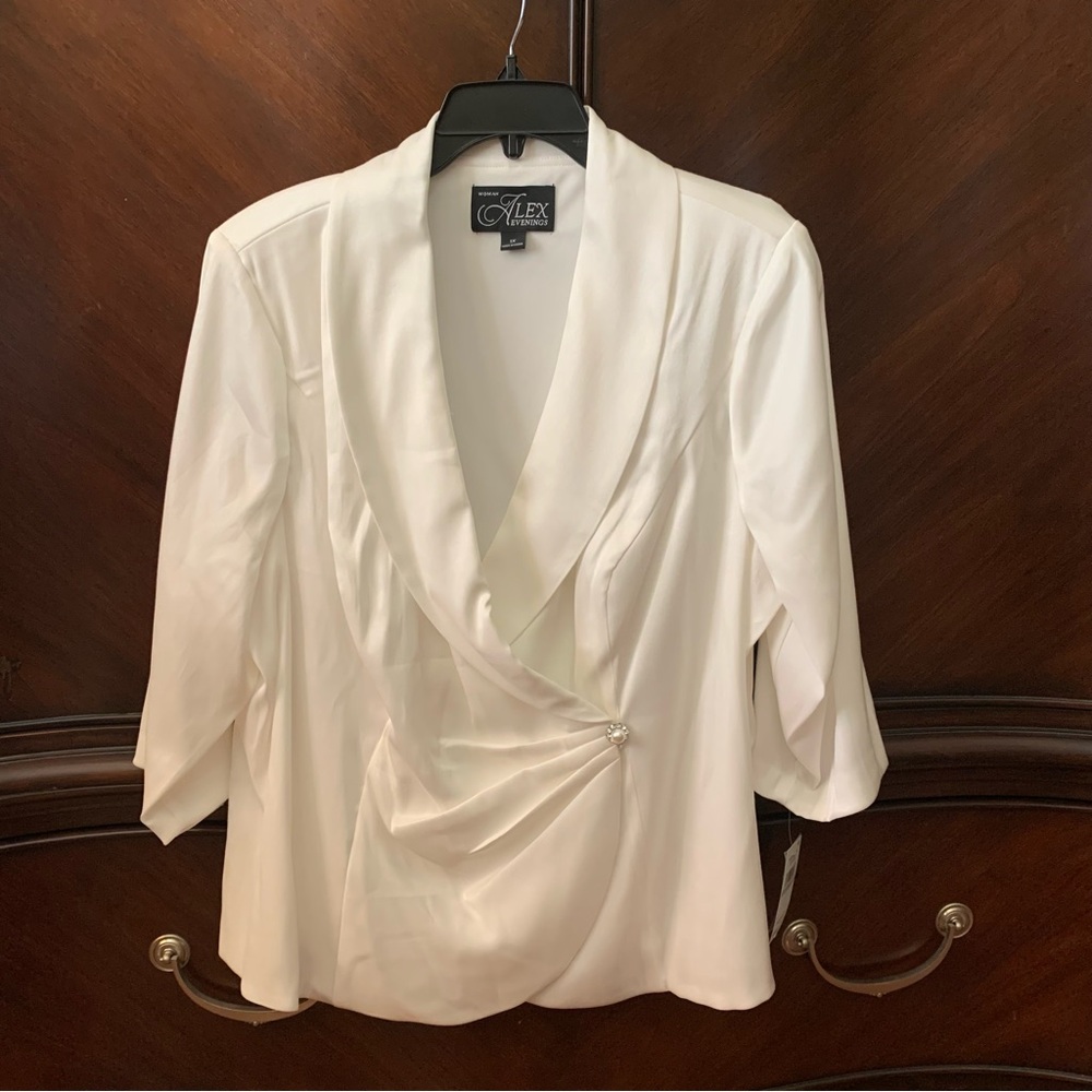 Alex Evenings Pearl Shawl Collar Wrap Top Jacket Size 1X Formal Cocktail Party - Picture 2 of 8